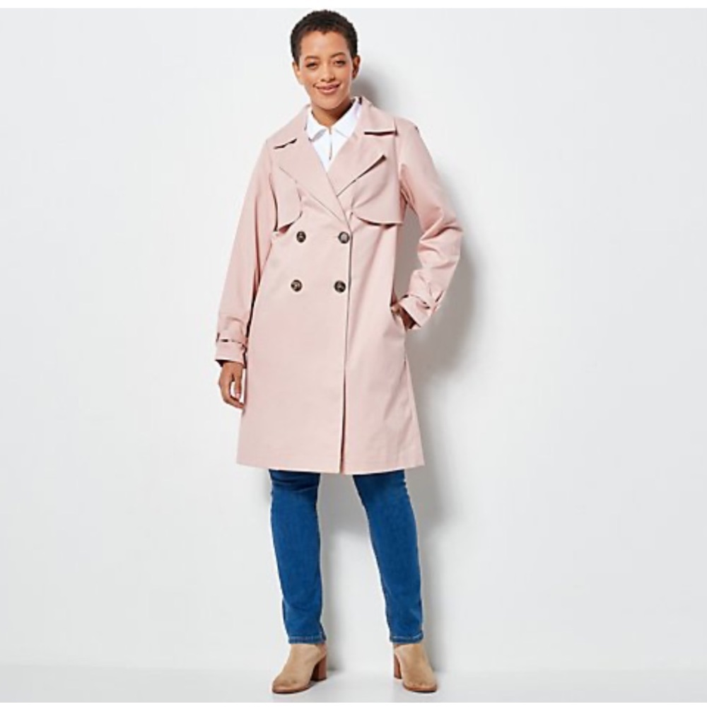 NWT Sold Out Online! Centigrade Twill Double Breasted Long Trench Coat - Blush